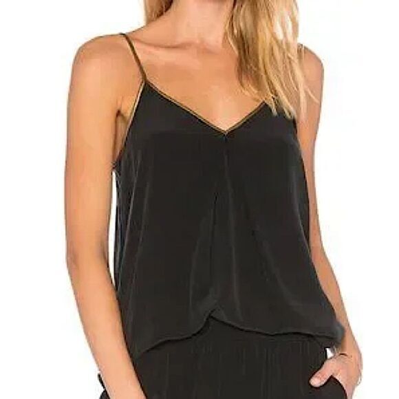Joie Celimene Black Silk Metallic Trim Cami Top – Small - Picture 1 of 12